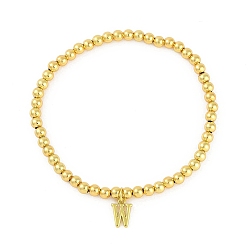 Letter W Латунные подвески браслеты, реальный 18 k позолоченный, Буква W, 0.16 дюйм (0.4 см), внутренний диаметр: 2.17 дюйм (5.5 см), Кулон : 10~10.5x2.5~8 мм