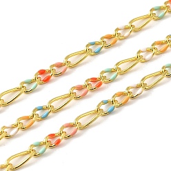 Разноцветный Латунь Figaro цепи, пайки, с эмалью, стойки покрытие, долговечный, без свинца и без кадмия, с катушкой, реальный 18 k позолоченный, красочный, ссылка: 4.5x3x1мм и 6x2x1мм
