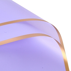 Medium Purple 20 Sheets Gold Edge Waterproof Plastic Gift Wrapping Paper, Square, Folded Flower Bouquet Wrapping Paper Decoration, Medium Purple, 580x580mm