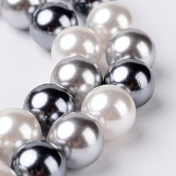 Разноцветный Круглый оболочка жемчуг шарик нити, красочный, 12 мм, отверстие : 1 мм, около 34 шт / нитка, 15.7 дюйм