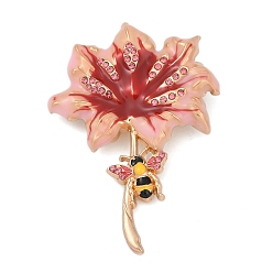 Лавандовый румянец Цветочные эмалевые булавки, с пчелой, броши из цинкового сплава со стразами для одежды-рюкзака, два тона, лавандовый румянец, 57.5x41 мм