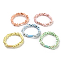 Mixed Color Nylon Elastic Hair Ties, Ponytail Holder, with Plastic Beads, Girls Hair Accessories, Mixed Color, 4~7.8mm, Inner Diameter: 42mm