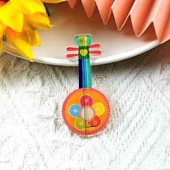 Musical Instruments Большие подвески на акриловых музыкальных инструментах с красочным принтом, пипа, 55x27 мм