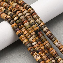 Пикассо Камень Нити бусин из натуральной яшмы пикассо/полихромной яшмы, диск, Heishi бусы, 6~6.5x3~3.5 мм, отверстие : 0.7 мм, около 121 шт / нитка, 15.08'' (38.3 см)
