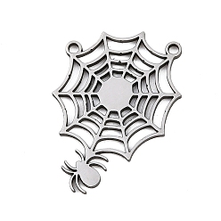 Spider Хэллоуин 201 из нержавеющей стали подвески, анти-тускнение, паук, 24.5x19x1 мм, отверстие : 1.4 мм