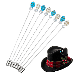 (52) Непрозрачная лаванда 8 шт. 2 цвета синтетическая бирюза и латунные броши-булавки, разноцветные, 125 мм