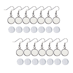 Edelstahl Farbe DIY Ohrring machen Sets, Mit Edelstahl-Ohrhaken und transparenten Glascabochons, Edelstahl Farbe, 74x73x25 mm, 80 Stück / Karton