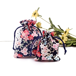 Полуночно-синий Пакеты из хлопка и льна, шнурок сумки, прямоугольные, темно-синий, 14x10 см