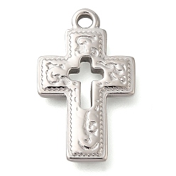 Нержавеющая Сталь Цвет Антикоррозийные 304 подвески из нержавеющей стали, крест очарование, цвет нержавеющей стали, 24.5x15x2.5 мм, отверстие : 1.8 мм