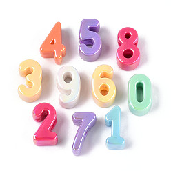 (52) Непрозрачная лаванда Непрозрачные акриловые бусины с УФ-покрытием, радужный, число 0~9, разноцветные, 21~24x12~14x10.5~12 мм, отверстие : 6 мм