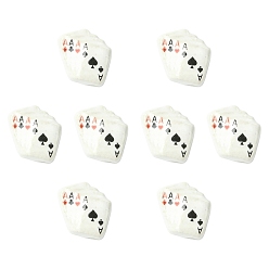 Белый 8шт. фарфоровые бусины ручной работы, игральная карта, белые, 15.5x16x8 мм, отверстие : 1.8 мм