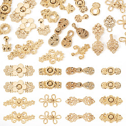 Золотой 16 пары 8 стили, регулируемые пуговицы для джинсов из сплава, подтяжка талии, швейные застежки для аксессуаров к одежде, золотые, 27~47.5x12.5~20.5x3~4.5 мм, отверстие : 1~2 мм, 2 пары/стили