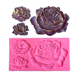 Random Single Color or Random Mixed Color Food Grade Silicone Molds, Fondant Molds, Baking Molds, Chocolate, Candy, Biscuits, UV Resin & Epoxy Resin Jewelry Making, Rose, Random Single Color or Random Mixed Color, 192x120x10mm, Inner Diameter: 58~125x47~105mm