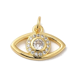 Настоящее золото 18K Покрытие стойки латунь кубический цирконий европейские подвески с подвесками, Подвески с большими отверстиями, без кадмия и без свинца, злые глаза, реальный 18 k позолоченный, 11.5x17x3 мм