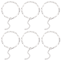 Нержавеющая Сталь Цвет 12шт. 304 браслеты из цепочек-скрепок из нержавеющей стали, цвет нержавеющей стали, 7-1/4~7-1/2 дюйм (18.5~19 см)