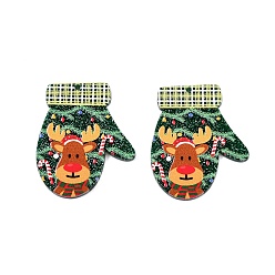 Олень Акриловые подвески с рождественской тематикой, перчатка, олень, 39.5x33x2.5 мм, отверстие : 1.6 мм