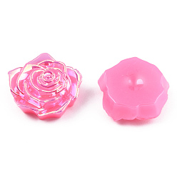 Pearl Pink Opaque ABS Plastic Cabochons, AB Color Plated, Rose, Pearl Pink, 18x17x6.5mm