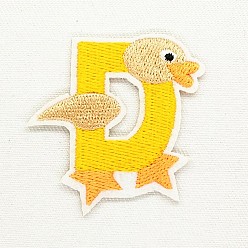 Letter D Computerized Embroidery Cloth Iron on/Sew on Patches, Costume Accessories, Appliques, Letter, Yellow, Letter.D, 49x48mm