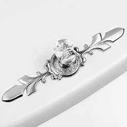 Прозрачный Цинковый сплав и k9 ручка ящика с черепом из хрусталя, с винтами, шкаф тянет ручки для ящика, аксессуары для дверных ручек, Хэллоуин тема, платина, прозрачные, 168 мм