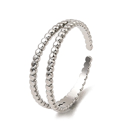 Нержавеющая Сталь Цвет Не тускнеет 304 открытые манжетные кольца из нержавеющей стали, двойные линии, цвет нержавеющей стали, размер США 8 (18.1 мм)