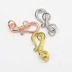 Mixed Color Alloy S-Hook Clasps, with Jump Rings, Mixed Color, 22x9x2mm, Hole: 1mm, Closed Ring: 5x0.8mm