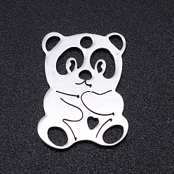Edelstahl Farbe Anlaufgeschützt 201 Anhänger aus Edelstahl, Panda, Edelstahl Farbe, 16x12x1 mm, Bohrung: 1.5 mm