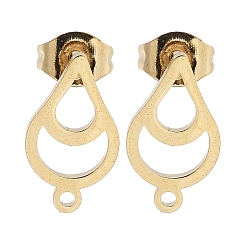 Золотой Каплевидное ионное покрытие (IP) 304 фурнитура для сережек-гвоздиков из нержавеющей стали, с петлей, золотые, 13x7.5 мм, отверстие : 1.2 мм, штифты : 0.8x11 мм