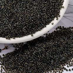 (RR349) Dark Blue Lined Topaz Luster MIYUKI Round Rocailles Beads, Japanese Seed Beads, 15/0, (RR349) Dark Blue Lined Topaz Luster, 1.5mm, Hole: 0.7mm, about 250000pcs/pound