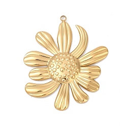 Настоящее золото 18K 304 подвески из нержавеющей стали, ионное покрытие (ip), цветочный шарм, реальный 18 k позолоченный, 44x37.5x3 мм, отверстие : 2 мм
