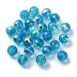 Бирюза Ab цветные стеклянные бусины, граненые круглые, бирюзовые, 8x7 мм, отверстие : 1.5 мм