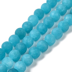 Темно-Голубой Природные окрашенные белого нефрита нитей бисера, матовые, круглые, глубокое синее небо, 8~8.5 мм, отверстие : 1 мм, около 47~48 шт / нитка, 14.69''~14.96'' (37.3~38 см)