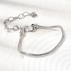 Платина Латунные браслеты-змейки для женщин, стойки покрытие, долговечный, без кадмия и без свинца, платина, 6.89 дюйм (17.5 см)