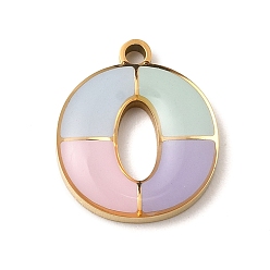 Letter O 304 подвески из нержавеющей стали, с эмалью, ионное покрытие (ip), реальный 18 k позолоченный, Письмо O, 15x13x2.5 мм, отверстие : 1.5 мм