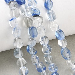 Other Watermelon Stone Glass Blue Watermelon Stone Glass Beads Strands, Nuggets, 6~8.5x6~7.5x5~8mm, Hole: 0.9mm, about 27~35pcs/strand, 9.84~11.02''(25~28cm)