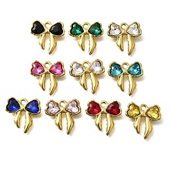 (52) Непрозрачная лаванда 304 подвески из нержавеющей стали, со стразами, ионное покрытие (ip), бантом, реальный 18 k позолоченный, разноцветные, 18x18x4.5 мм, отверстие : 1.8 мм