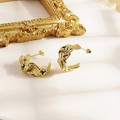 Настоящее золото 18K 304 серьги-гвоздики из нержавеющей стали, реальный 18 k позолоченный, 25x11 мм