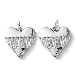 Платина Стойка металлическая латунная микропрофилированная кубическая циркония подвески, долговечный, без свинца и без кадмия, шарма сердца, платина, 14x13.5x2.5 мм