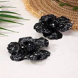 Черный Цветочные сплава серьги, чёрные, 80x80 мм