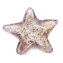 Amethyst Starfish Shape Resin with Natural Amethyst Chips Inside Jewelry Display Plate, Cosmetics Organizer Storage Tray, 130x130x20mm