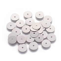 Stainless Steel Color 316 Surgical Stainless Steel Beads, Heishi Beads, Flat Round/Disc, Stainless Steel Color, 8x0.3mm, Hole: 1mm