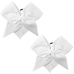 Белый 2 резинки для волос, шт., с бантом из полиэстера, резинки для волос для женщин и девочек, белые, внутренний диаметр: 45.5 мм
