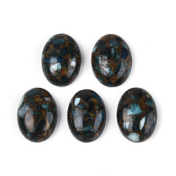 Прусский Синий Окрашенные синтетические драгоценные камни кабошоны, овальные, берлинская лазурь, 25x18~18.5x8~8.5 мм