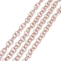 Rose Gold Ion Plating(IP) 304 Stainless Steel Rolo Chains, Unwelded, with Spool, Rose Gold, 7x1mm, about 32.8 Feet(10m)/roll