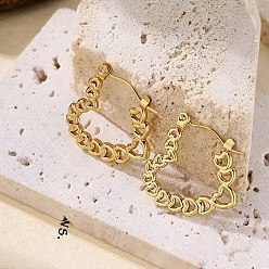 Золотой Серьги из 304 нержавеющей стали, сердце, золотые, 21x20.5x2 мм