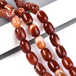 Шоколадный Природный агат бисер нитей, окрашенные, баррель, цвет шоколада, 16~18x12~13.5 мм, отверстие : 1 мм, около 22 шт / нитка, 15.35 дюйм (39 см)