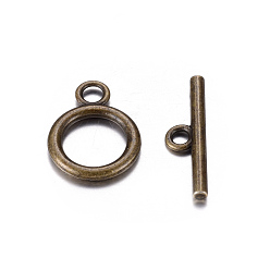 Antique Bronze Tibetan Style Alloy Toggle Clasps, Antique Bronze Color, Lead Free & Nickel Free & Cadmium Free, Antique Bronze Color, Ring: 19x14mm, Bar: 2x22mm, Hole: 2.5mm