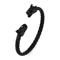 Черный Ионное покрытие (IP) 304 браслеты-манжеты из нержавеющей стали для женщин, дракон, чёрные, внутренний диаметр: 2-3/4 дюйм (6.9 см)