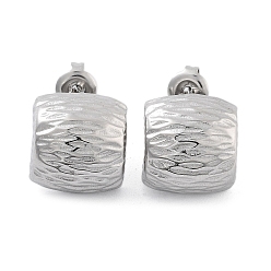 Stainless Steel Color 304 Stainless Steel Stud Earrings, Half Hoop Earrings, Stainless Steel Color, 14x13mm