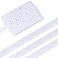 Белый 10 ярдов пластиковой ленты с кнопками, швейная застежка полиэфирная лента, белые, 18 мм