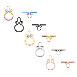 Mixed Color PVD Vacuum Plating 304 Stainless Steel Toggle Clasps, Mixed Color, Ring: 22.5x15x2mm, Hole: 6mm, Inner Diameter: 6x3.5mm, Bar: 22x10x2mm, Hole: 5x4mm, 5 colors, 1set/color, 5sets/box